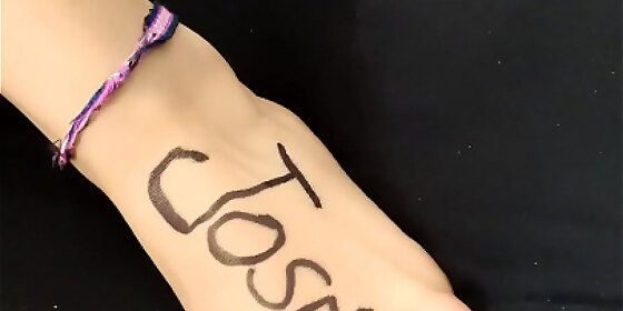 writing jos s name on the foot