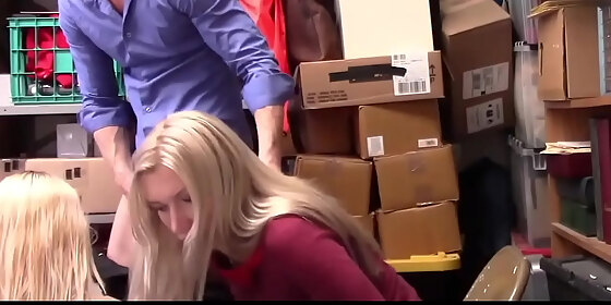 copworship horny security officer fucks hot blonde teen stepdaughter sierra nicole in front of her shoplifting stepmom