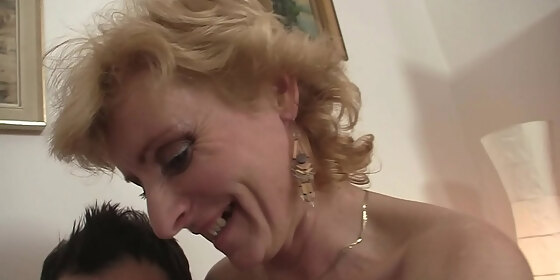 young guy picks up skinny mature blonde for sex