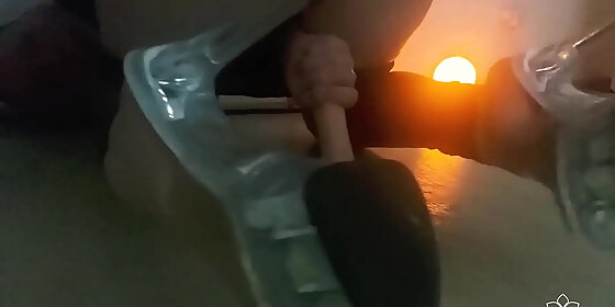 girl passionate handjob dildo and masturbate pussy