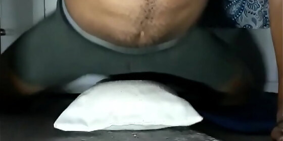 muscular male humping pillow desperate to fuck