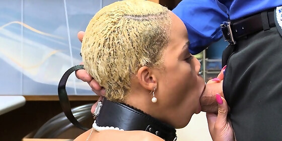 leashed ebony teen interracial fucked