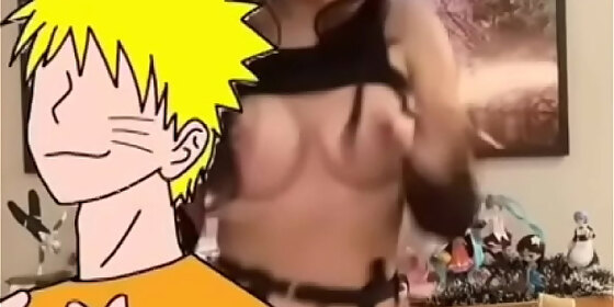 topless girl doing nsfw tiktok naruto shippuden dance trend with cute animations fyptt