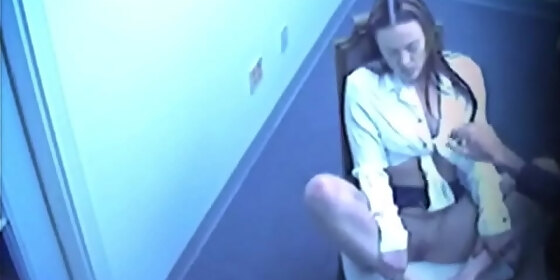 sweet babe footjob caught on cam in office