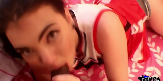 cheerleader teen masturbates in skirt and sucks big black cock