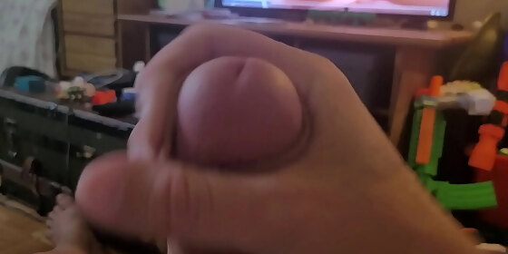 quick stroke and cum after a long night girlfriend cleans up the mess