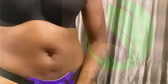 i play with my juicy pussy and masturbate on my strap on