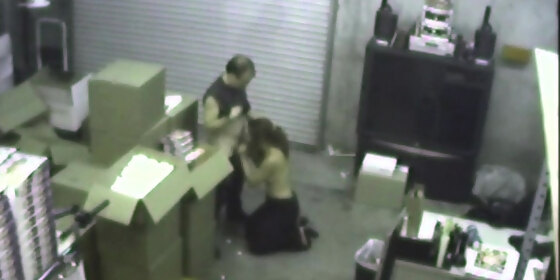 couple blowjob on warehouse