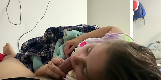 my little stepdaughter plays with my cock in her mouth while we watch a movie she doesn t know i recorded it