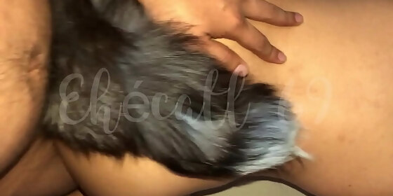 my with her plug and my cock in her pussy for a double penetration