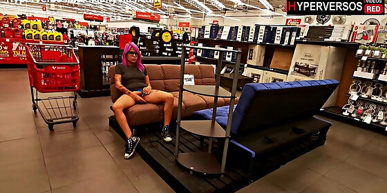 big ass showing her little thong in the supermarket