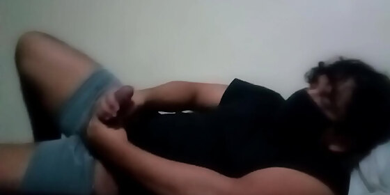 shameful young man jerks off