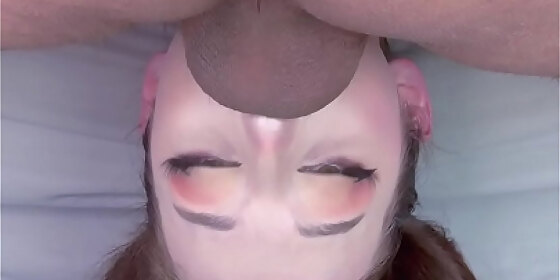 beautiful european upside down pigtail handlebar facefuck balls deep throatpie