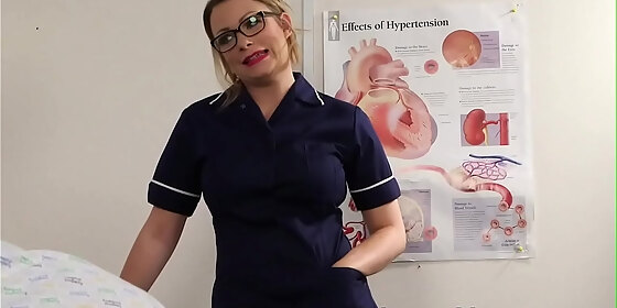domina nurse in uniform and glasses