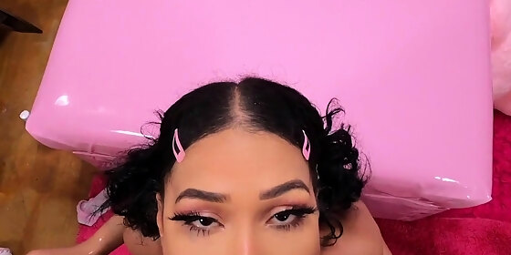 latin stepteen gobbles hard cock in pov