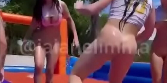 rich blonde brunette lesbian playing soccer