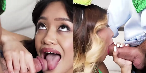 clara trinity and jade kimiko flirts with peter and ryan to prevent from getting reprimanded for flashing their tits at a party