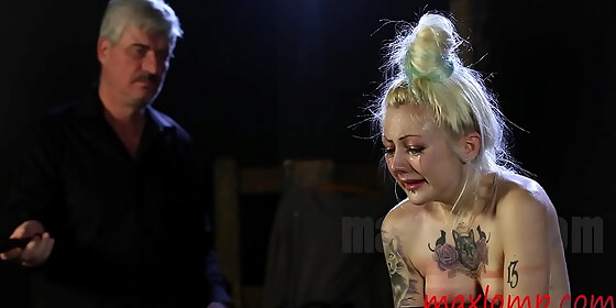 amazing blonde teen weeping in terrible pain