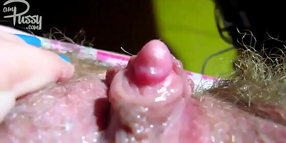 big clit of hairy sticky pussy
