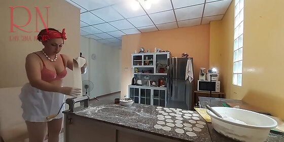 nudist housekeeper regina noir cooking at the kitchen naked maid makes dumplings naked cooks spy camera bra 1
