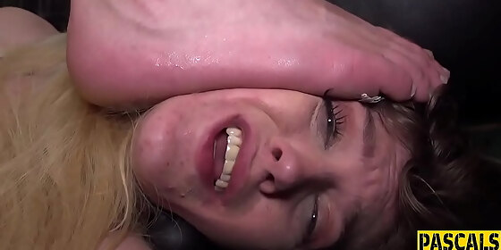 bound bdsm teen gagging on dick