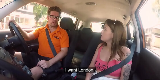 bigbooty lady doggystyled in car by driving instructor