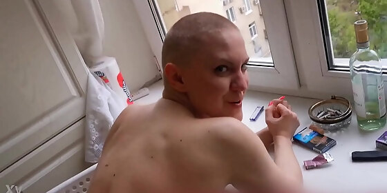 russian short haired bitch hanna montana gets fucked right outside the window