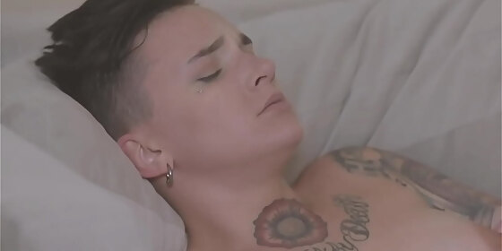tattooed masc dyke strapon fucking girlfriend before oral