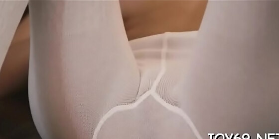 playful clover inserts a fake penis in her honey pot