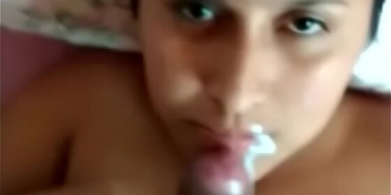 hot brunette getting his milk on her face