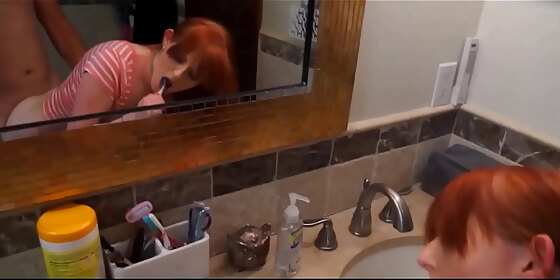 stepdaughterpov skinny red head step daughter is fucked by stepdad while brushing teeth pov krystal orchid