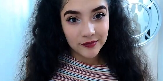 cute curly brunette solo webcam masturbation