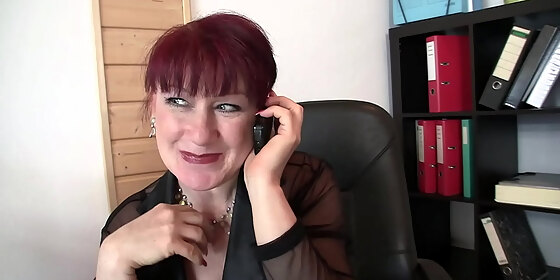 sexy office cougar swallows 2 big cocks at once