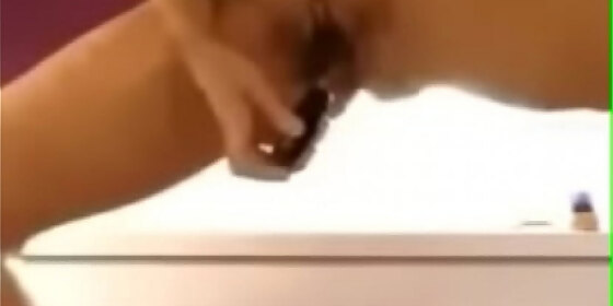 squrting teen fucks herself hairbrush used wrong end