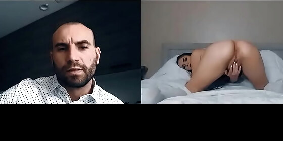 slutty stepdaughter athena faris masturbates on webcam while her step dad watches her