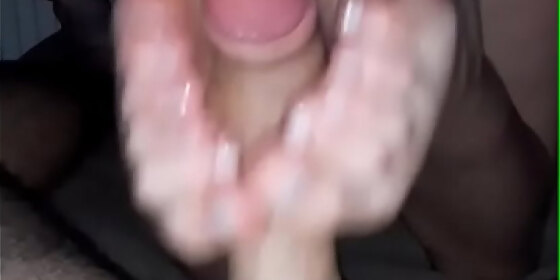 reverse footjob with cumshot