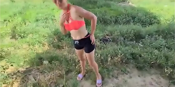 he sucks her deep and fucks her and puts his cock up to her belly and she is ecstatic everything happens in public and it excites her to madness