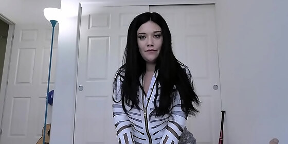sexy and busty brunette stepmom megan maiden saw her stepsons huge dick and cant help but to gave him a wet sloppy blowjob