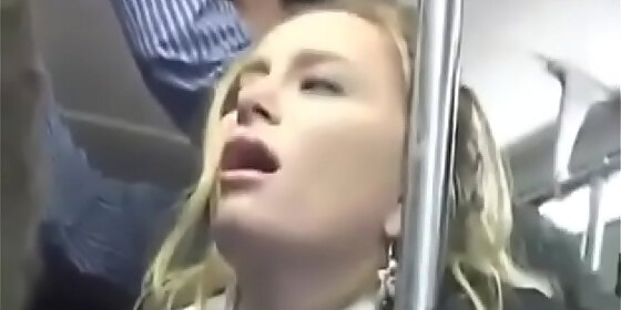 hot blonde groped on a bus