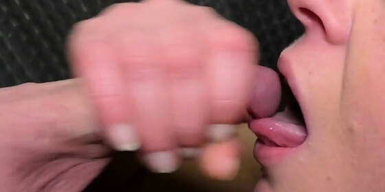 compilation of 2 blow jobs with cum in my mouth and face