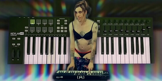 pretty piano girl playing in her panties