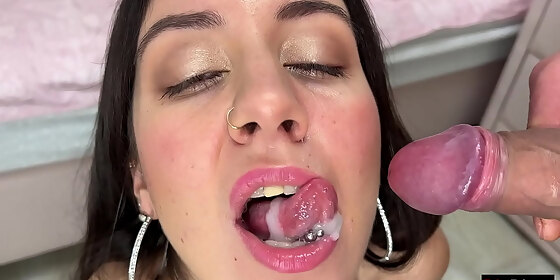 slutty step sister loves to fuck and swallows cum to the last drop