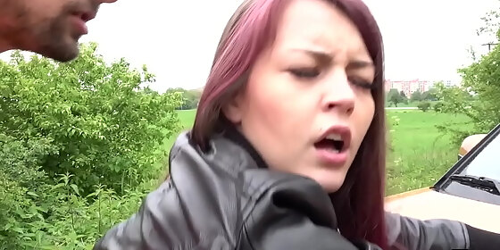 czech babe bentover by hung tutor outdoors after giving bj
