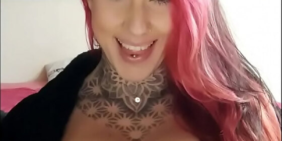 naughty tattooed woman shows off her big ass and big tits on camera