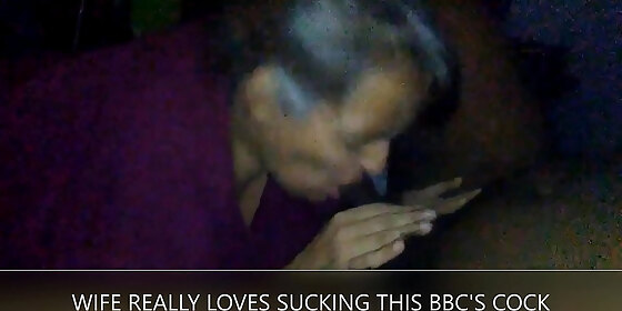 wife blowing black cock