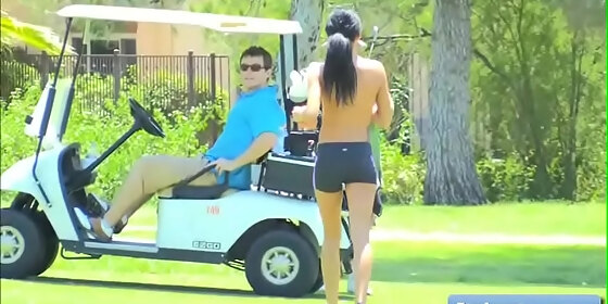 hot brunette young amateur mya gets kinky and takes her clothes off on the golf course