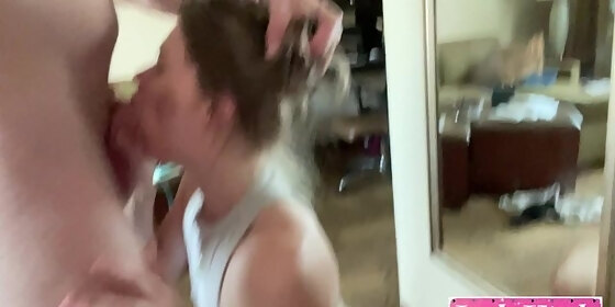 cute girl gives blowjob of a lifetime in hotel