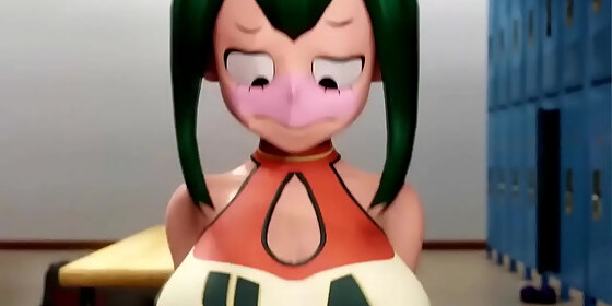 tsuyu sits on uraraka s face while she swallows his huge cock pixel perry