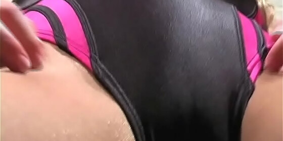 aubrey star teen solo speedo one piece swimsuit seamless glossy tights with natural born bratty dick tease joi