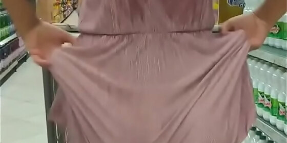 lifting her skirt at the supermarket